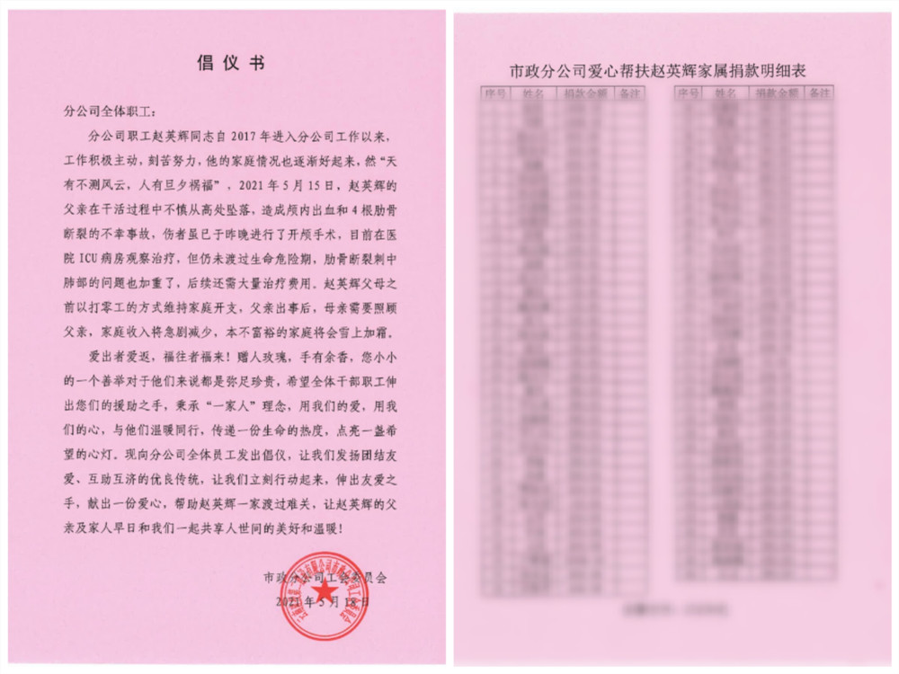 【我為群眾辦實事】市政分公司為發(fā)生意外傷害的職工家屬組織募捐活動